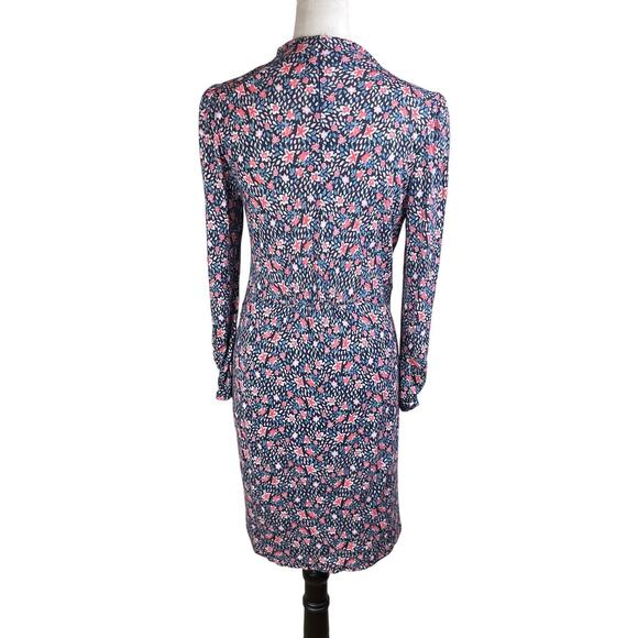 Rebecca Taylor Blue Red Floral Long Sleeve Mock Neck Stretch Zip Up Mini Dress - Picture 2 of 12